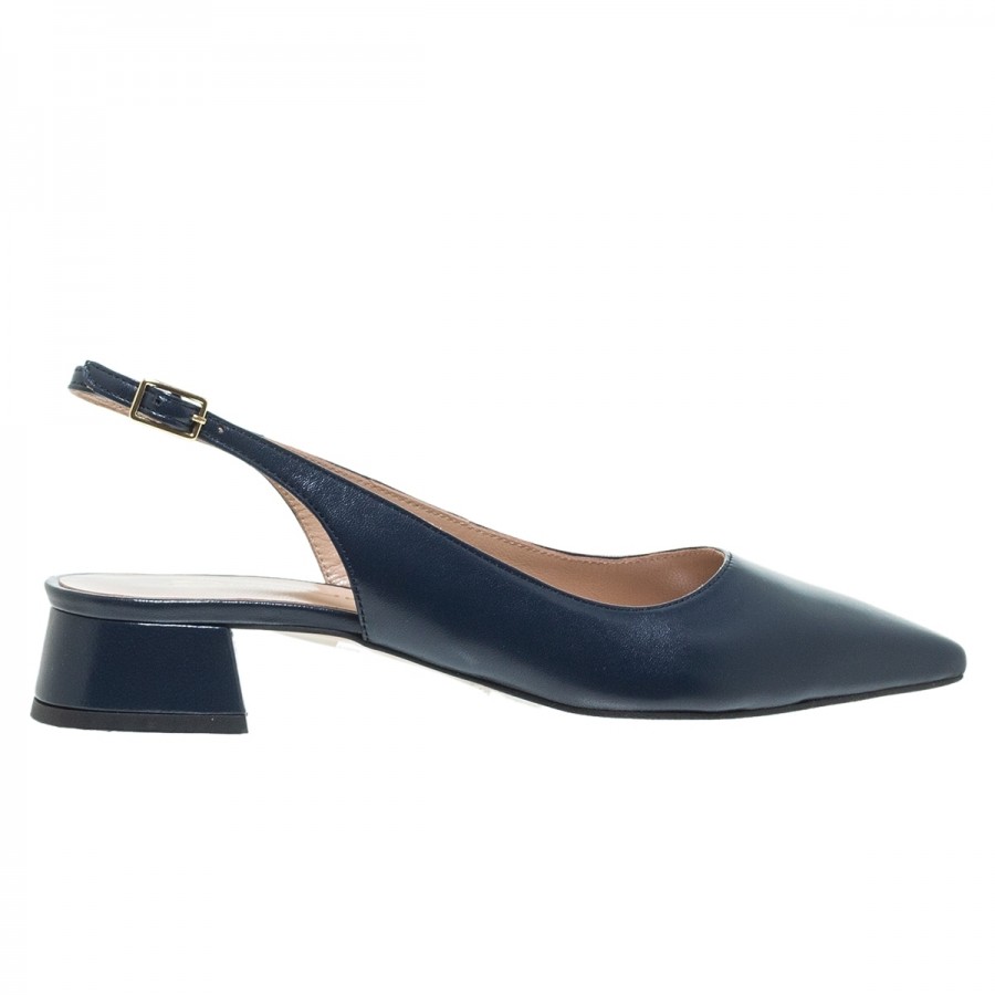 MOURTZI NAVY ΔΕΡΜΑΤΙΝΕΣ SLINGBACK ΓΟΒΕΣ
