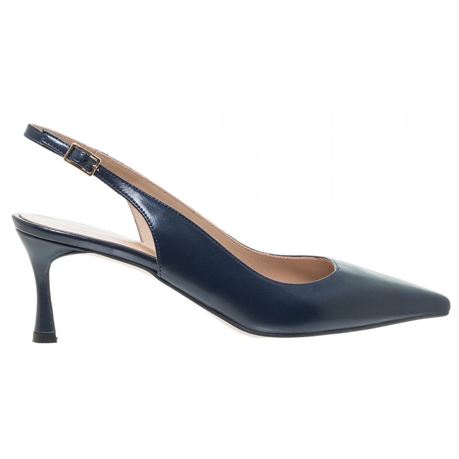 MOURTZI NAVY ΔΕΡΜΑΤΙΝΕΣ SLINGBACK ΓΟΒΕΣ