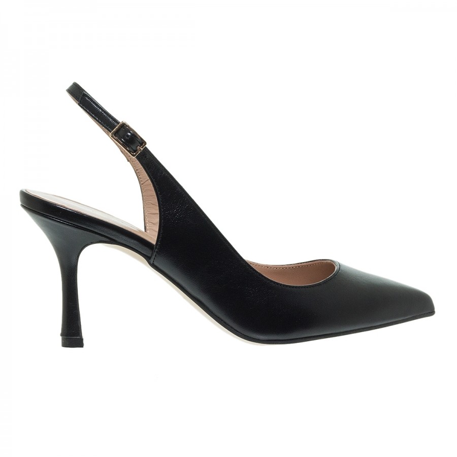 MOURTZI ΜΑΥΡΕΣ ΔΕΡΜΑΤΙΝΕΣ  SLINGBACK ΓΟΒΕΣ
