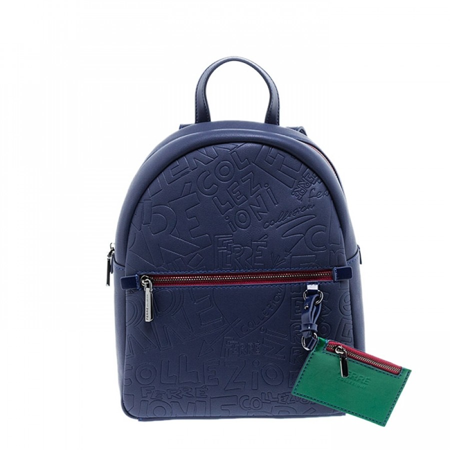 FERRE COLLEZIONI LOGO NAVY BACKPACK