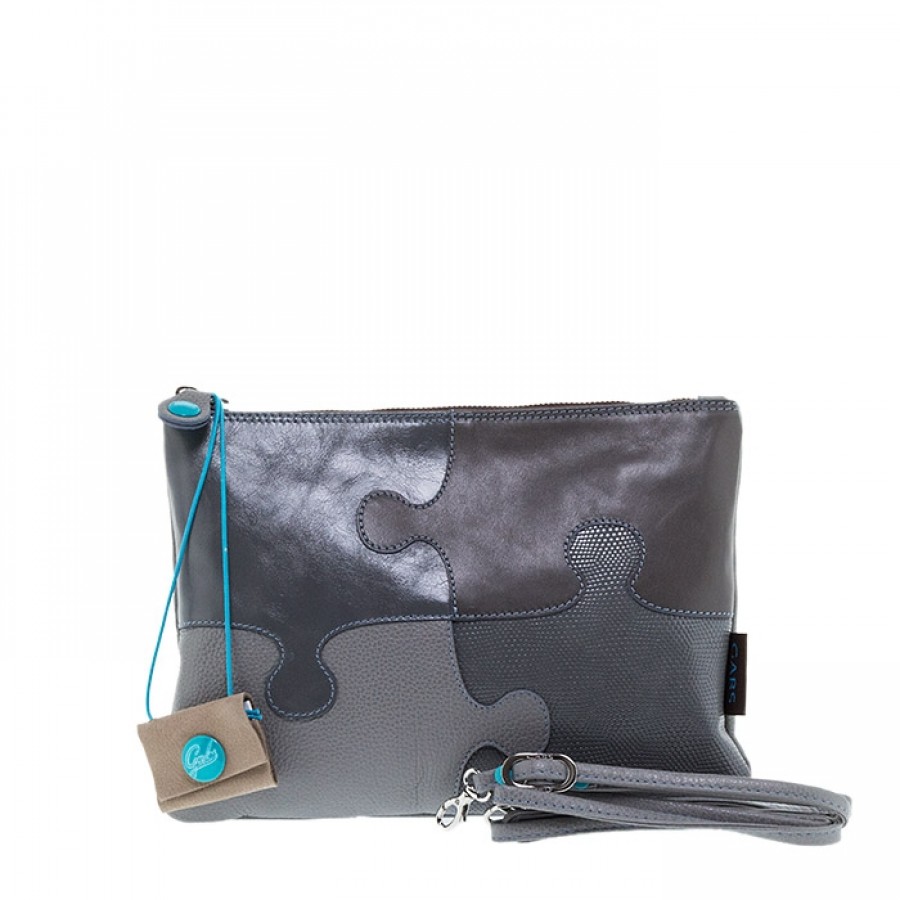 GABS PUZZLE GREY LEATHER TOTE BAG