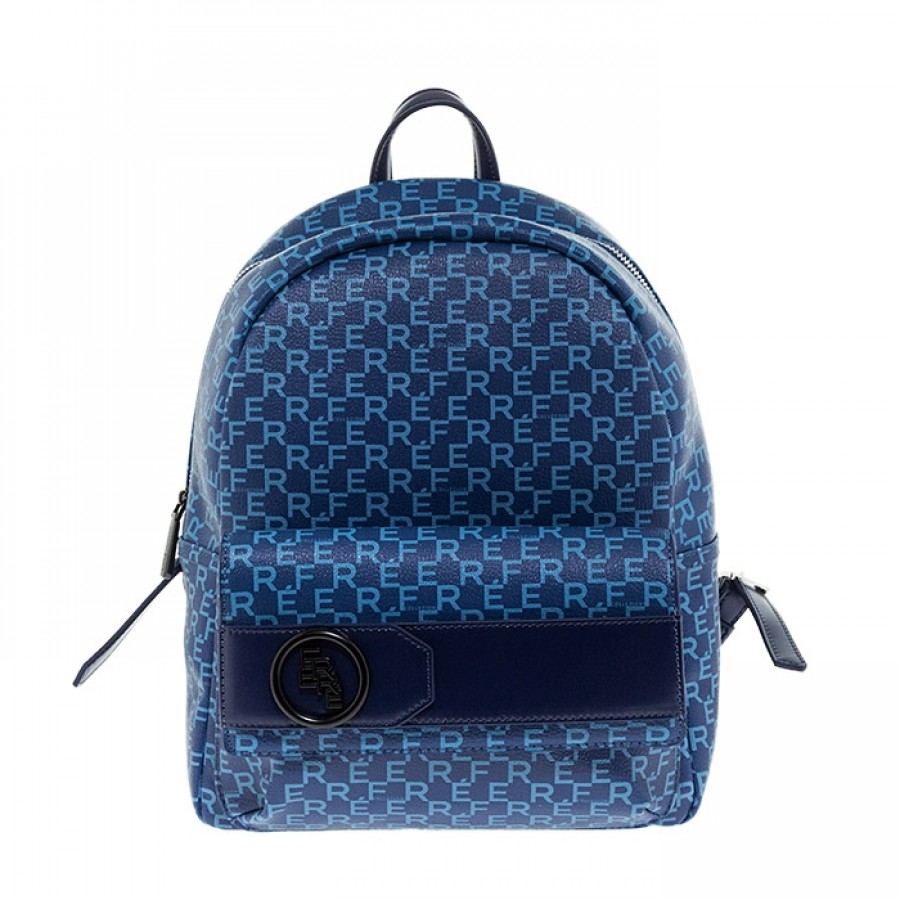 FERRE COLLEZIONI ALL OVER PRINT LOGO NAVY BACKPACK 