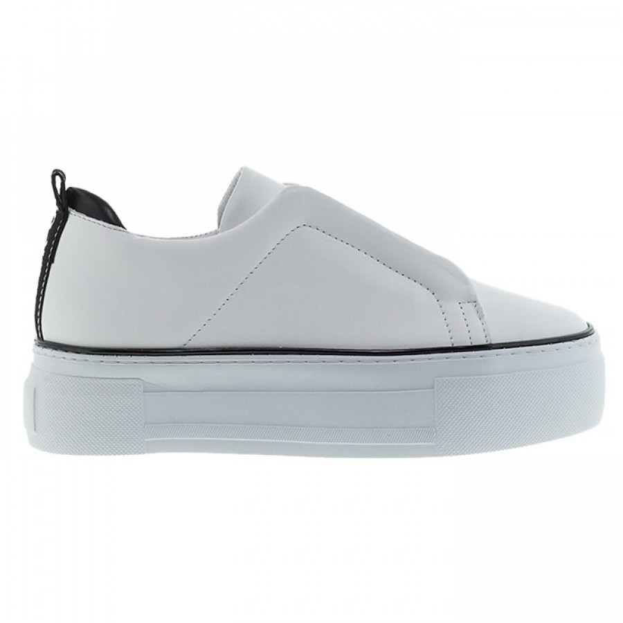 ALPE FIRST ΛΕΥΚΑ ΔΕΡΜΑΤΙΝΑ SLIP ON SNEAKERS