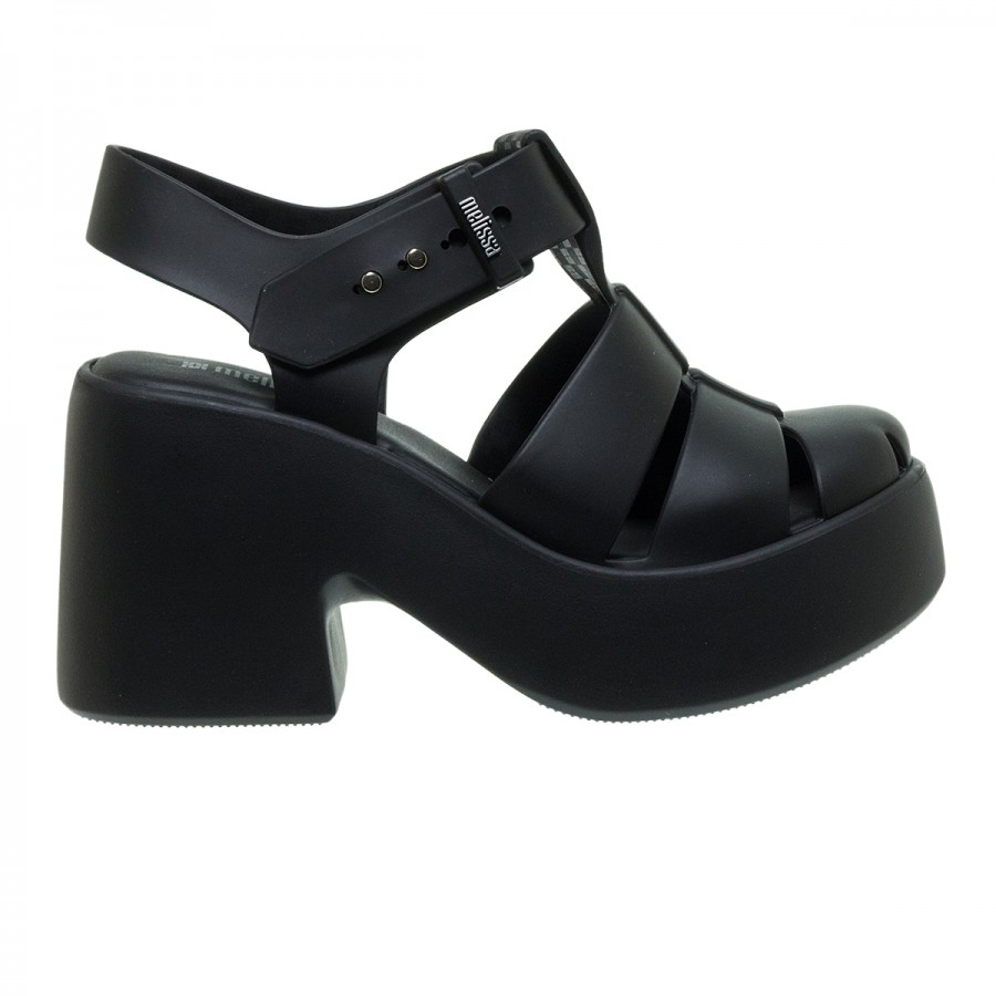 MELISSA LULU VEGAN BLACK PLATFORM SANDALS