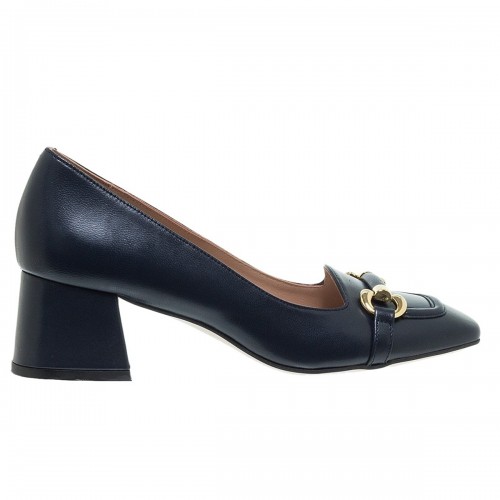 MOURTZI NAVY ΔΕΡΜΑΤΙΝΑ HEELED LOAFERS