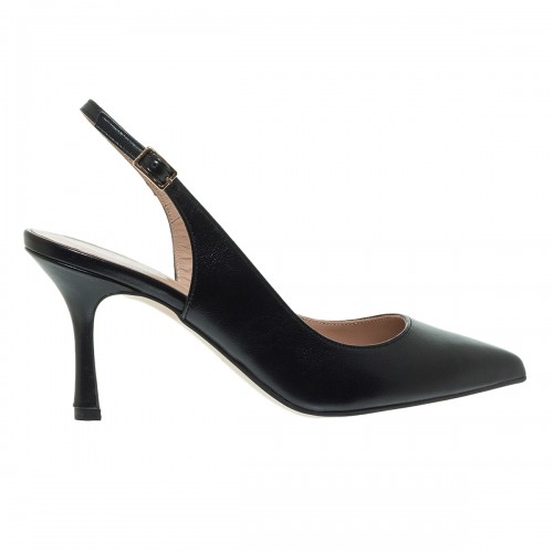 MOURTZI ΜΑΥΡΕΣ ΔΕΡΜΑΤΙΝΕΣ  SLINGBACK ΓΟΒΕΣ