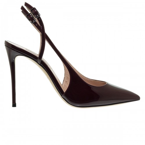 CASADEI DOUBLE BELTS WINE SLINGBACKS