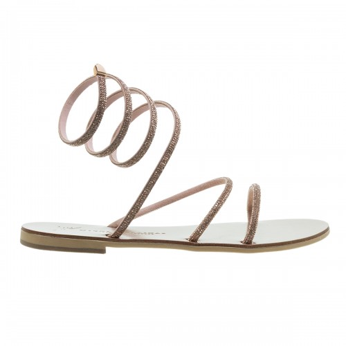 NICOLAS LAINAS BRONZE SPIRAL STRASS ΔΕΡΜΑΤΙΝΑ FLAT ΠΕΔΙΛΑ