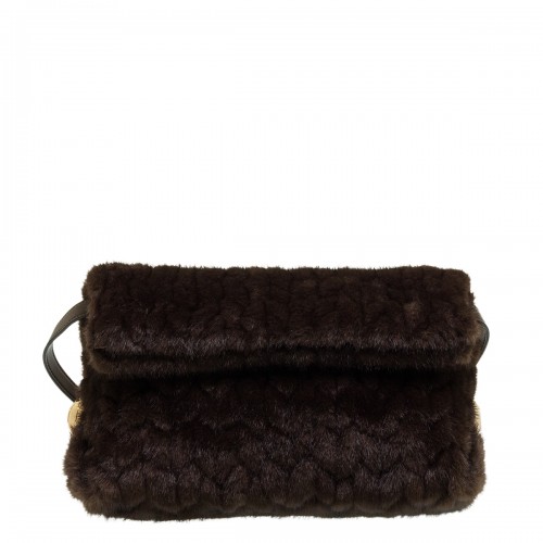 LIU JO RICCY BROWN FUR CLUTCH