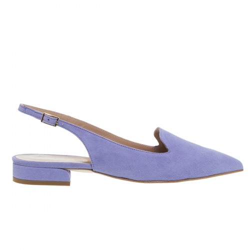 MOURTZI BLUE BELL SUEDE SLINGBACK LOAFERS