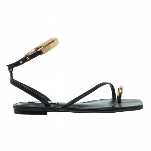 STEVE MADDEN ODYSSEY BLACK FLAT SANDALS