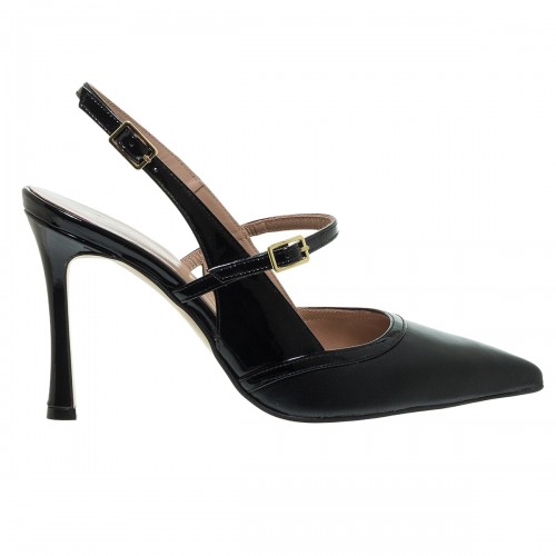 MOURTZI ΜΑΥΡΕΣ ΔΕΡΜΑΤΙΝΕΣ SLINGBACK ΓΟΒΕΣ