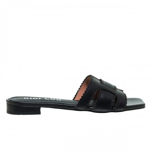 BIBI LOU HOLLY ΜΑΥΡΑ ΔΕΡΜΑΤΙΝΑ FLAT ΠΕΔΙΛΑ