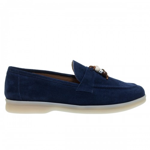 MOURTZI NAVY SUEDE LOAFERS