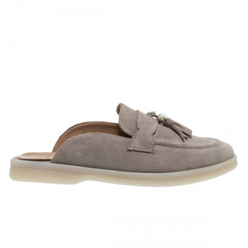 MOURTZI ΓΚΡΙ SUEDE LOAFER MULES