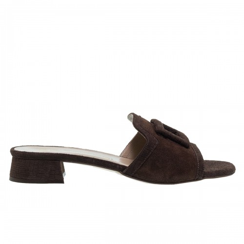MOURTZI ΚΑΦΕ ΣΤΑΜΠΩΤΑ ΠΛΕΚΤΑ SUEDE MULES