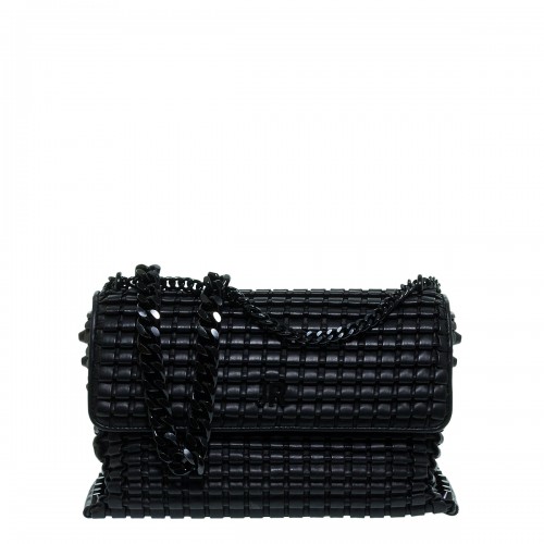 JOHN RICHMOND PIDAVIS ΜΑΥΡΗ ΔΕΡΜΑΤΙΝΗ BAG