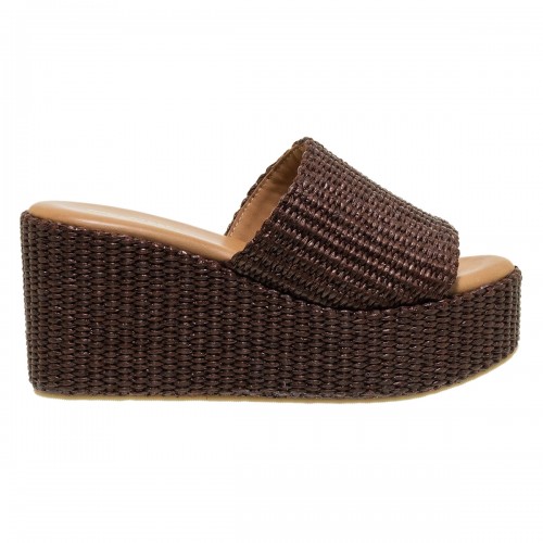 WALL STREET ΚΑΦΕ RAFFIA PLATFORM MULES