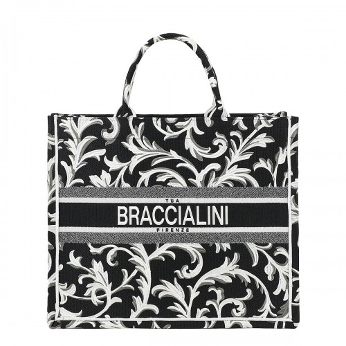 BRACCIALINI QUEEN LARGE ΜΑΥΡΗ ΥΦΑΣΜΑΤΙΝΗ ΤΣΑΝΤΑ ΧΕΙΡΟΣ