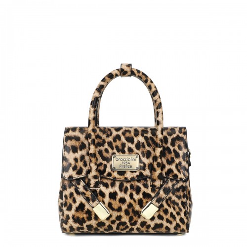 BRACCIALINI SARA LEOPARD ΔΕΡΜΑΤΙΝΗ ΤΣΑΝΤΑ ΧΕΙΡΟΣ