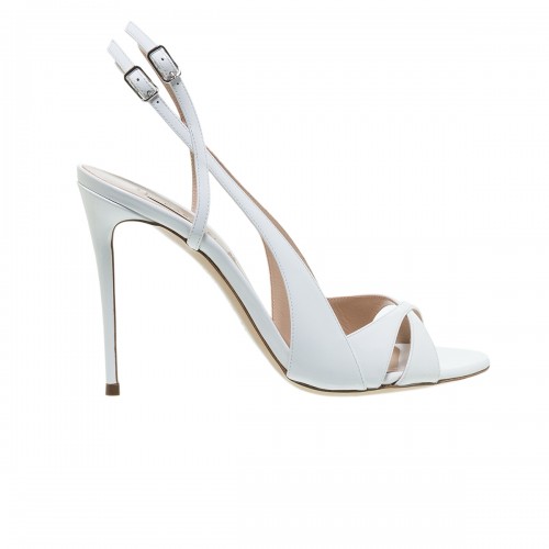 CASADEI SAMURAI DOUBLE BELTS WHITE SANDALS