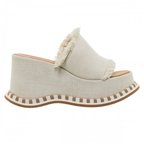 SEE ΒΥ CHLOE ALLYSON NATURAL COTTON WEDGE MULES